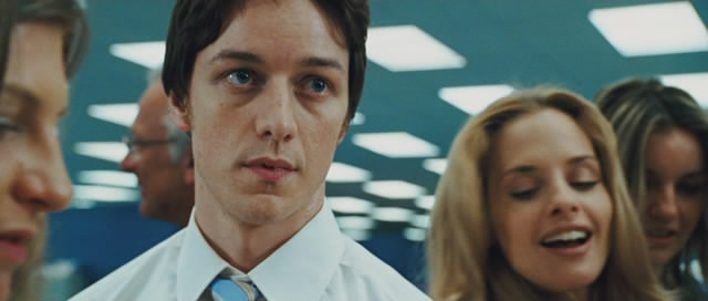 James McAvoy is Wesley, a stressed out office worker who is about to have a change of career.
