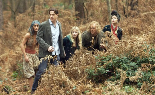The cast of Inkheart go for a roll in the flowers.