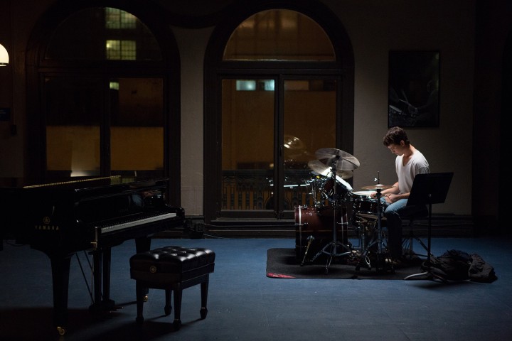He's alone. But don't worry, he's just a drummer.