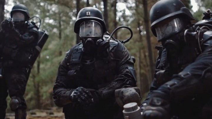 Luke McKenzie (Center) on location for Wyrmwood.